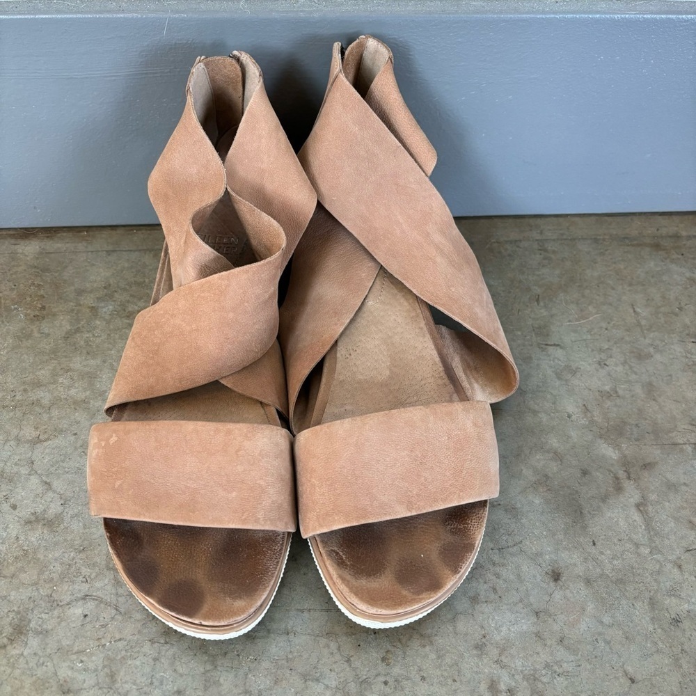 Eileen Fisher Tan Leather Sandals Size 8.5‎